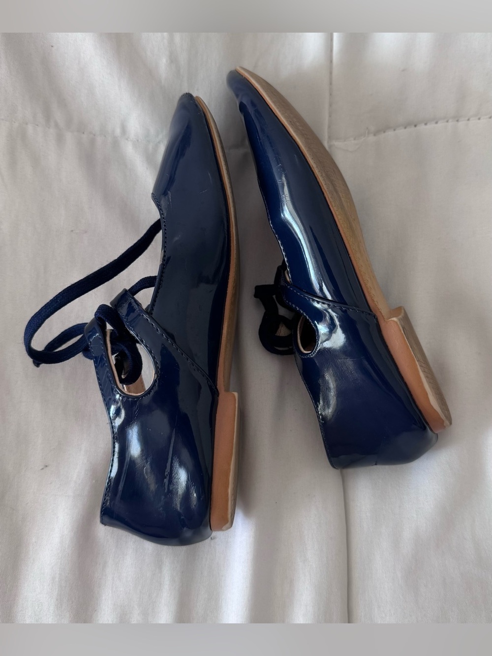 Zara Navy Patent Mary Jane with Lace Tie - Picture 7 of 10